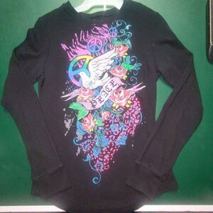 Juniors Lightweight Thermal Top - Sparkly Dove Peace Rose's - XXL (19)